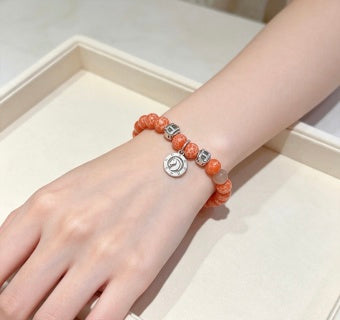 Hermès Coral Bead H Charm Bracelet