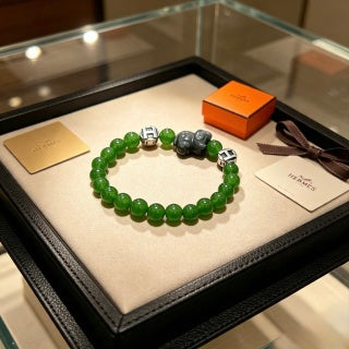 Hermès Emerald Bead H Accent Bracelet