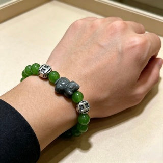 Hermès Emerald Bead H Accent Bracelet