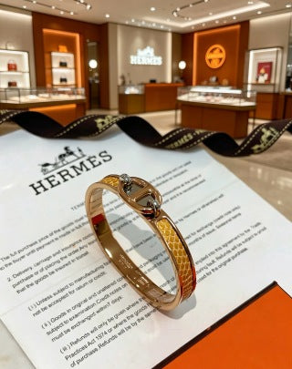 Hermès H Signature Leather Inlay Bracelet