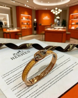 Hermès H Signature Leather Inlay Bracelet