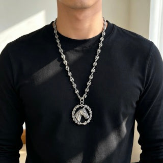 Hermès Equestrian Crest Medallion Necklace