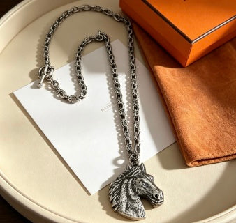 Hermès Equestrian Horse Head Pendant Necklace
