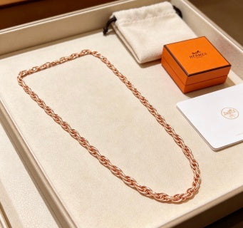 Hermès Rose Gold Woven Link Chain Necklace
