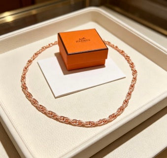 Hermès Rose Gold Woven Link Chain Necklace
