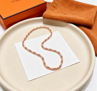 Hermès Rose Gold Woven Link Chain Necklace