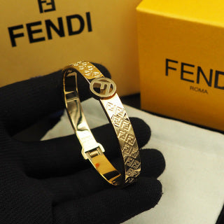 FENDI Engraved FF Heritage Cuff Bracelet